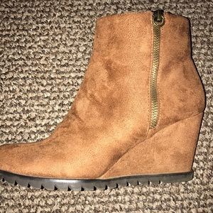 Faux suede camel booties